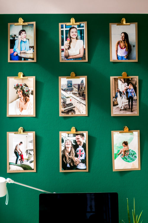 10 Tipps für einen schönen und organisierten Home Office Arbeitsplatz mit Farbe von Schöner Wohnen Farbe Grün und Rosa Bilderwand